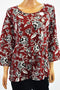 Charter Club Women's 3/4 Sleeve Pima Cotton Red Floral Print Blouse Top Plus 3X