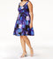 $139 City Chic Women's Blue/Black Floral Pleated V-Neck Fit&Flare Dress Plus 24W