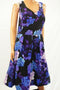 $139 City Chic Women's Blue/Black Floral Pleated V-Neck Fit&Flare Dress Plus 24W