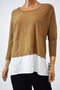 Style&Co Women Dolman Sleeve Brown Chiffon Hem Layered Look TUNIC Sweater Top L - evorr.com