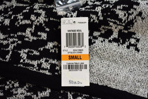 New Style&Co Women Open-Front Metallic Black Geometric Knit Cardigan Shrug Top S - evorr.com
