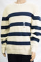 New Nautica Mens Long Sleeve Crew-Neck White Breton Striped Pullover Sweater XL