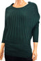 Thalia Sodi Women Dolman-Sleeve Metallic Green Pleated Knit Poncho Sweater Top S
