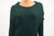 Thalia Sodi Women Dolman-Sleeve Metallic Green Pleated Knit Poncho Sweater Top S
