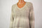 New Style&Co Women's V-Neck Long Sleeves Beige Striped Knit Hi-Low Sweater Top M - evorr.com