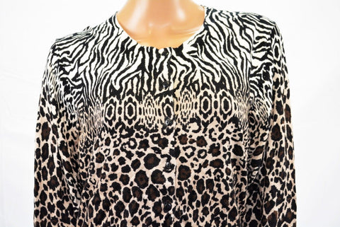 Charter Club Women's Brown Animal Print Button-Down Cardigan Sweater Top Plus 3X