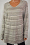 New Style&Co Women's V-Neck Long Sleeves Beige Striped Knit Tunic Sweater Top M - evorr.com