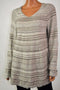 New Style&Co Women's V-Neck Long Sleeves Beige Striped Knit Tunic Sweater Top M - evorr.com