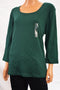 Karen Scott Women Scoop Neck 3/4 Sleeve Cotton Green T-Shirt Blouse Top Plus 3X