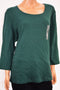 Karen Scott Women Scoop Neck 3/4 Sleeve Cotton Green T-Shirt Blouse Top Plus 3X