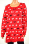 Charter Club Women's Red Jacquard Bow Printed Knitted Tunic Sweater Top Plus 2X