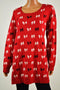 Charter Club Women's Red Jacquard Bow Printed Knitted Tunic Sweater Top Plus 2X