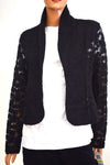 New INC Concepts Women's Stretch Black Open Front Lace Cardigan Shrug Petite M