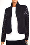New INC Concepts Women's Stretch Black Open Front Lace Cardigan Shrug Petite M