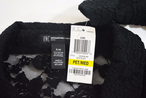 New INC Concepts Women's Stretch Black Open Front Lace Cardigan Shrug Petite M