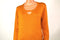 New One A Women's Keyhole Long Sleeves Brown Chiffon Back Hi-Low Sweater Top L - evorr.com
