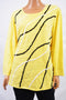 Alfred Dunner Womens Long Sleeve Yellow Embellished Hi-Low Tunic Sweater Plus 2X