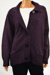Karen Scott Women Wing Collar Button Down Purple Marled Cardigan Shrug Plus 2X