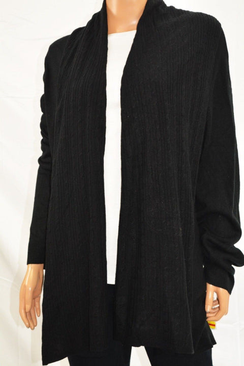 Karen Scott Women's LuxSoft Black Open-Front Cable Knit Cardigan Shrug Plus 3X