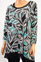 JM Collection Womens Green Embellished Printed Ruched Tunic Blouse Top Plus 1X - evorr.com