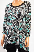 JM Collection Women's Green Embellished Printed Ruched Tunic Blouse Top Plus 2X - evorr.com