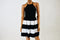 B. Darlin Women's Halter-Sleeves Stretch Black Striped Pleated A-Line Dress 3/4 - evorr.com