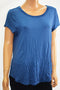 Alfani Women Short Sleeve Stretch Blue Satin-Trim Hi-Low T-Shirt Blouse Top XL