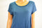 Alfani Women Short Sleeve Stretch Blue Satin-Trim Hi-Low T-Shirt Blouse Top XL