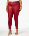 $108 Seven7 Women Red High Waist Colored Coated Pencil Slim Denim Jean Plus 18W - evorr.com