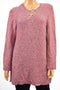 $79 Charter Club Women Long-Sleeve Pink Marled Lace-Up Tunic Sweater Top Plus 2X