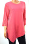 $59 Alfani Women's Split-Sleeve Pink Stretch Asymmetrical-Hem Tunic Blouse Top M