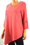 $59 Alfani Women's Split-Sleeve Pink Stretch Asymmetrical-Hem Tunic Blouse Top M