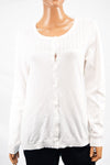 Karen Scott Women's Long Sleeve Button Down White Crochet Trim Cardigan Shrug M