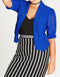 City Chic Women Sheer Slv Blue Open Front Pleated Cropped Blazer Jacket Plus 14W
