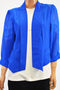 City Chic Women Sheer Slv Blue Open Front Pleated Cropped Blazer Jacket Plus 14W