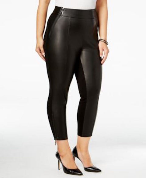 $108 Seven7 Women Stretch Black Pull-On Faux Leather Slim Legging Pants Plus 3X - evorr.com