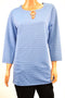 JM Collection Women's Stretch Blue Embellished-Keyhole Tunic Blouse Top Plus 1X