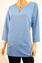 JM Collection Women's Stretch Blue Embellished-Keyhole Tunic Blouse Top Plus 1X
