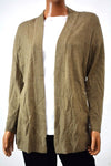 Karen Scott Women's Open Front Long Slv Brown Heather Knit Cardigan Shrug Top S
