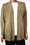 Karen Scott Women's Open Front Long Slv Brown Heather Knit Cardigan Shrug Top S