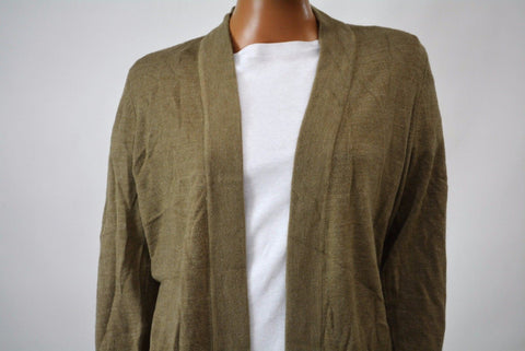 Karen Scott Women's Open Front Long Slv Brown Heather Knit Cardigan Shrug Top S