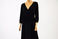 NY Collection Women's V Neck Stretch Black Ruched Faux-Wrap Tunic Dress Plus 1X - evorr.com