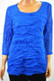 New Alfani Women 3/4 Sleeve Scoop Neck Nylon Blue Mesh Tiered Blouse Top Plus 1X