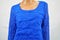 New Alfani Women 3/4 Sleeve Scoop Neck Nylon Blue Mesh Tiered Blouse Top Plus 1X
