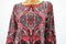 Charter Club Women's 3/4-Sleeve Red Printed Stretch Boat-Neck Blouse Top Plus 1X