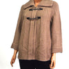 JM Collection Women Wing-Collar Buckled 3/4 Sleeve Brown Knit Cardigan Sweater M