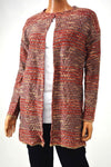 Cable Gauge Women Metallic Orange Open-Front Striped Cardigan Sweater Coat Top L