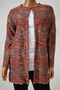 Cable Gauge Women Metallic Orange Open-Front Striped Cardigan Sweater Coat Top L