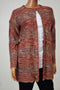 Cable Gauge Women Metallic Orange Open-Front Striped Cardigan Sweater Coat Top L