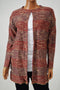 Cable Gauge Women Metallic Orange Open-Front Striped Cardigan Sweater Coat Top L